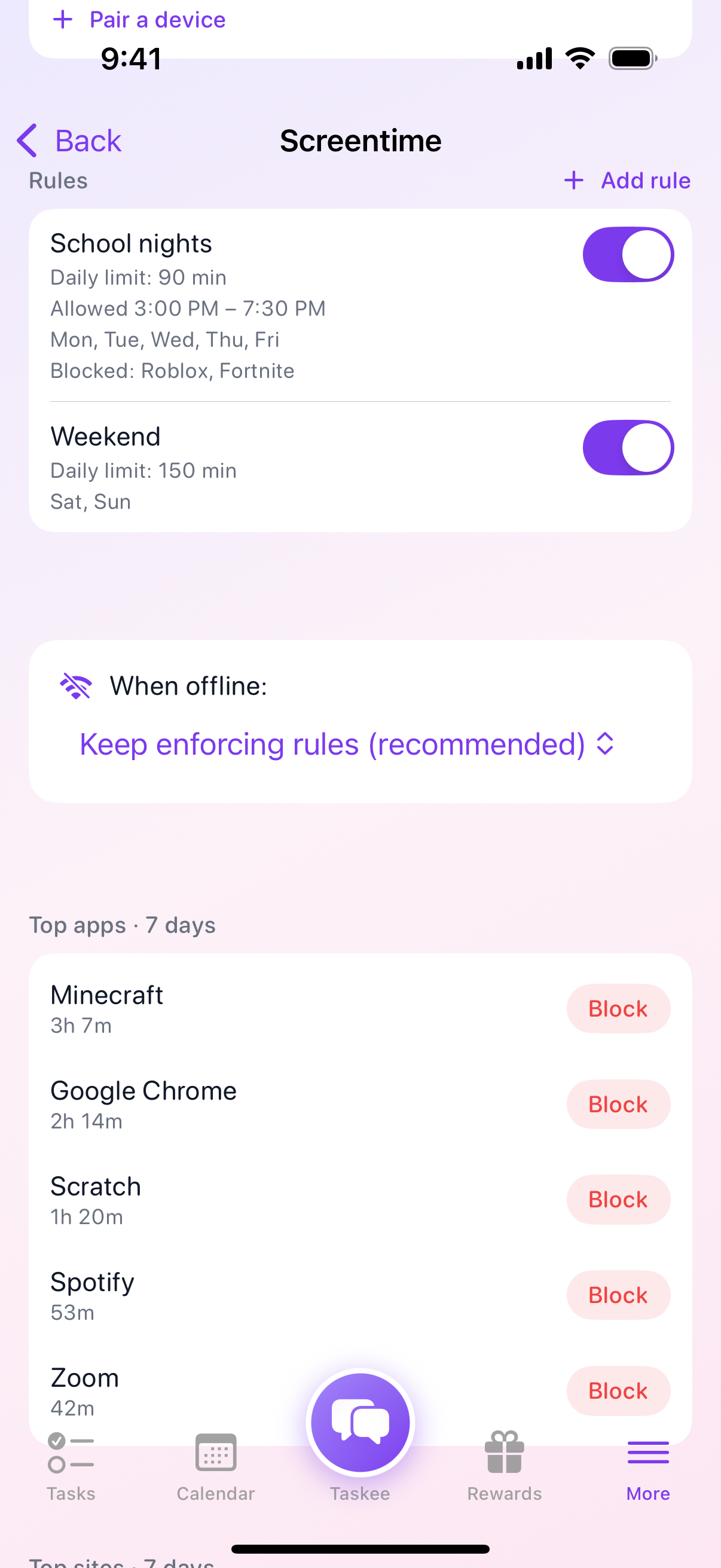 iOS app screentime details showing app and site usage breakdown